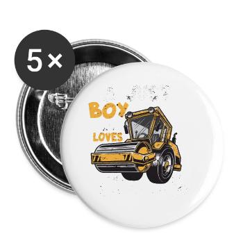just a Boy Who Loves Steamroller - Lot de 5 petits badges (25 mm) - blanc - Devant