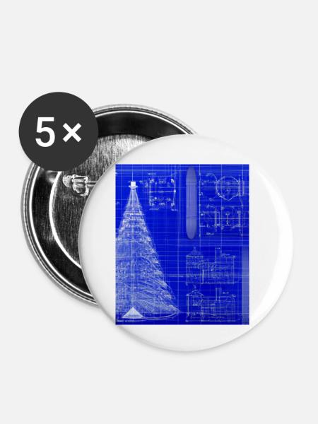 Weihnachten Weihnachtsbaum Schematic Blaupause - Buttons klein 25 mm (5er Pack) - Weiß
