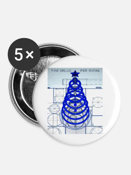 Weihnachten Weihnachtsbaum Schematic Blaupause - Buttons klein 25 mm (5er Pack) - Weiß