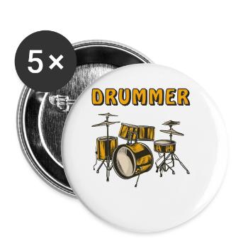 DRUMMER - Buttons small 1''/25 mm (5-pack) - white - Front