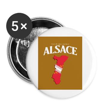 Fier de mes Racines Alsace Or - Lot de 5 petits badges (25 mm) - blanc - Devant