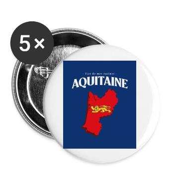 Fier de mes Racines Aquitaine Bleu - Lot de 5 petits badges (25 mm) - blanc - Devant