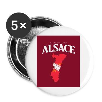 Fier de mes Racines Alsace Rouge - Lot de 5 petits badges (25 mm) - blanc - Devant