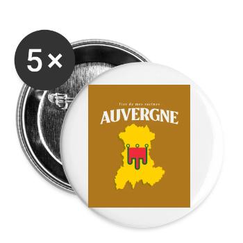 Fier de mes Racines Auvergne Or - Lot de 5 petits badges (25 mm) - blanc - Devant