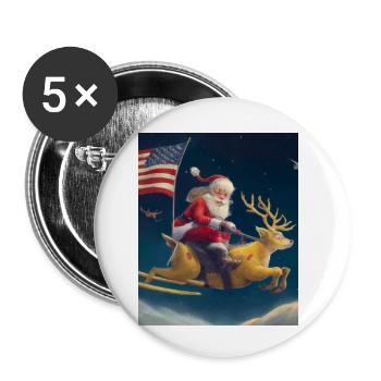 American Christmas Santa Claus with - Buttons small 1''/25 mm (5-pack) - white - Front