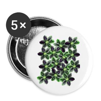 grüne Blüten - Buttons klein 25 mm (5er Pack) - Weiß - Vorne