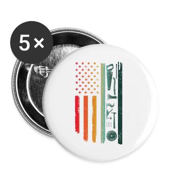 American Flag Woodworking Carpenter Wood Working - Buttons small 1''/25 mm (5-pack) - white - Front