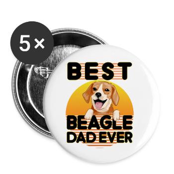 Meilleur père Beagle jamais drôle Beagle Lover Dog Dad - Lot de 5 petits badges (25 mm) - blanc - Devant