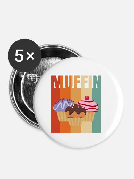 Muffin - Buttons klein 25 mm (5er Pack) - Weiß