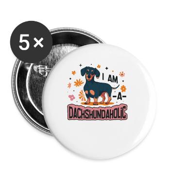 Im A Dachshundaholic, Dachshund. - Buttons small 1''/25 mm (5-pack) - white - Front