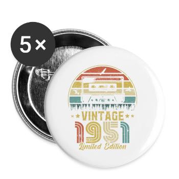 Vintage cassette 1951 - Buttons small 1''/25 mm (5-pack) - white - Front