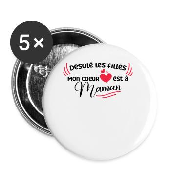 Désolé Les Filles… Idée Cadeau Pour Son Fils - Lot de 5 petits badges (25 mm) - blanc - Devant