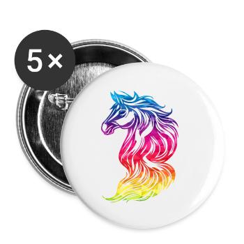 Kunstvolles Einhorn in Regenbogenfarben - Buttons klein 25 mm (5er Pack) - Weiß - Vorne