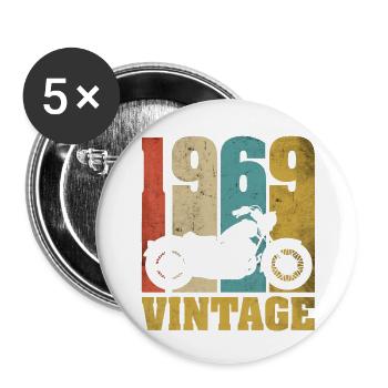 1969 Born birthday biker motorcycle gift - Buttons small 1''/25 mm (5-pack) - white - Front