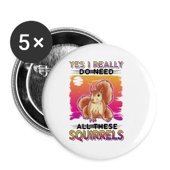Écureuil Cadeau Écureuil Gris - Lot de 5 petits badges (25 mm) - blanc - Devant
