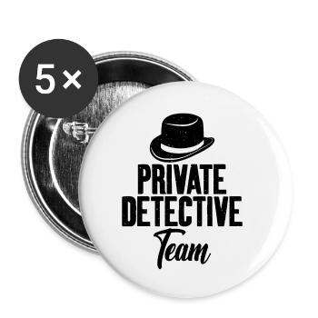 Enquêteur de l’équipe de détectives privés - Lot de 5 petits badges (25 mm) - blanc - Devant