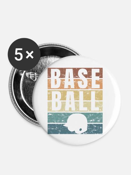 American Baseball - Buttons klein 25 mm (5er Pack) - Weiß