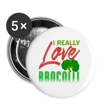 I Really Love Broccoli Retro Strong Immune System - Buttons klein 25 mm (5er Pack) - Weiß - Vorne