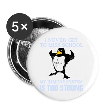 My Immune System Is Too Strong Funny Student - Buttons klein 25 mm (5er Pack) - Weiß - Vorne