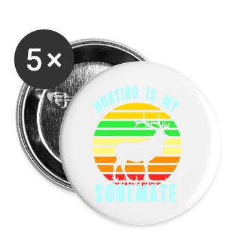 Hunting Is My Soulmate Retro Hunter Designs - Buttons klein 25 mm (5er Pack) - Weiß - Vorne