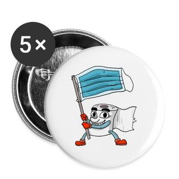 Drapeau de masque de papier toilette - Lot de 5 petits badges (25 mm) - blanc - Devant