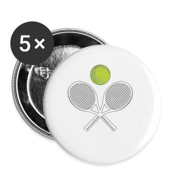 Tennis Crossed Racket Ball Funny Sports Game - Buttons small 1''/25 mm (5-pack) - white - Front