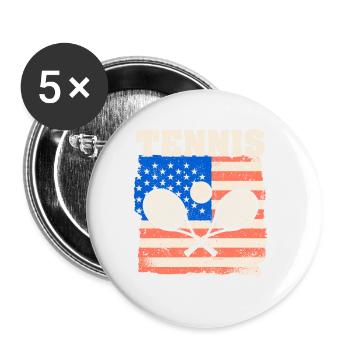 Fans d'entraîneurs de joueurs de tennis de drapeau américain - Lot de 5 petits badges (25 mm) - blanc - Devant