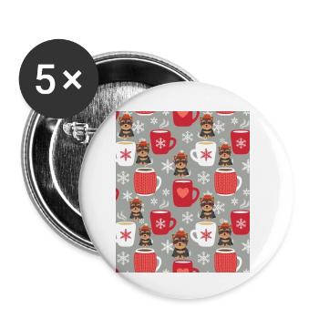 NOEL et yorkshire - Lot de 5 petits badges (25 mm) - blanc - Devant