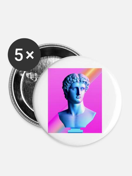 Vaporwave Statue Römische Büste - Buttons klein 25 mm (5er Pack) - Weiß