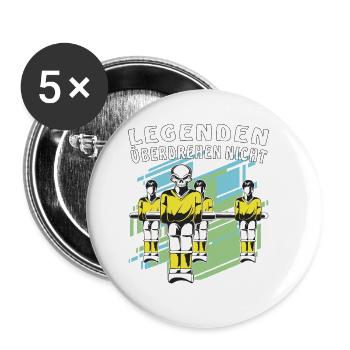 TISCHFUSSBALL LEGENDEN ÜBERDREHEN NICHT - Buttons klein 25 mm (5er Pack) - Weiß - Vorne