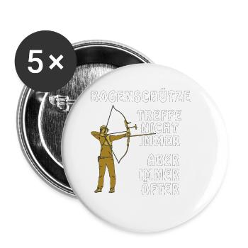 BOGENSCHÜTZE TREFFE NICHT IMMER - Buttons klein 25 mm (5er Pack) - Weiß - Vorne