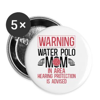 Water Polo Mom Vintage Warning - Buttons klein 25 mm (5er Pack) - Weiß - Vorne