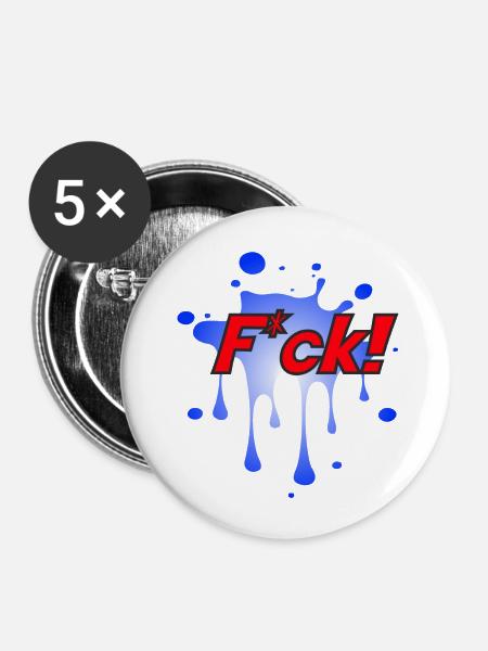 Fuck/F*ck - Buttons klein 25 mm (5er Pack) - Weiß