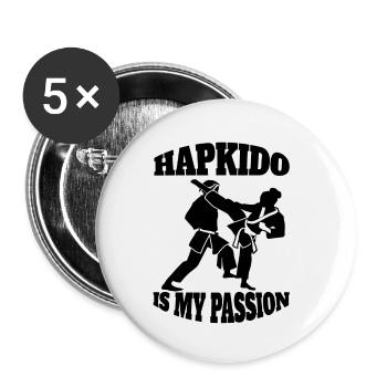 Hapkido Judo Aikido Kampfkunst Karate Kampfsport - Buttons klein 25 mm (5er Pack) - Weiß - Vorne