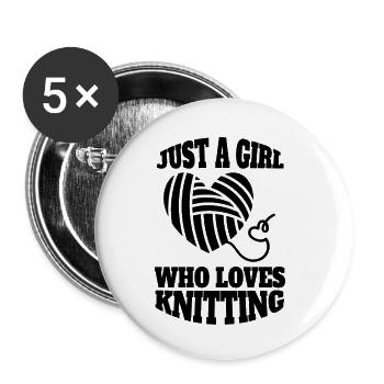 Knitting Gift Crochet Seamstress Girl Sewing - Buttons small 1''/25 mm (5-pack) - white - Front