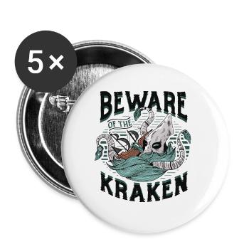 Méfiez-vous du Kraken - Lot de 5 petits badges (25 mm) - blanc - Devant