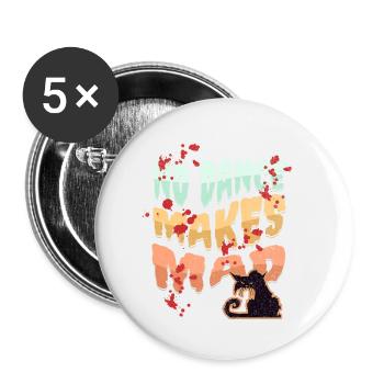 No Dance, Dance Design, Bad Cat, Cartoon Style - Buttons small 1''/25 mm (5-pack) - white - Front