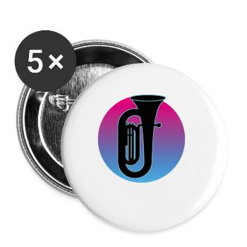 Tuba Player Tuba Musical Instrument - Buttons small 1''/25 mm (5-pack) - white - Front