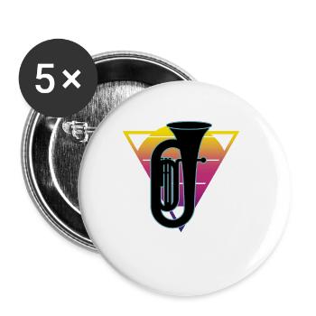 Tuba Player Tuba Musical Instrument - Buttons small 1''/25 mm (5-pack) - white - Front