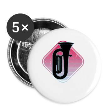 Tuba Player Tuba Musical Instrument - Buttons small 1''/25 mm (5-pack) - white - Front