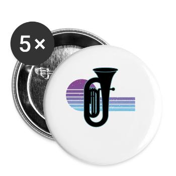 Tuba Player Tuba Musical Instrument - Buttons small 1''/25 mm (5-pack) - white - Front