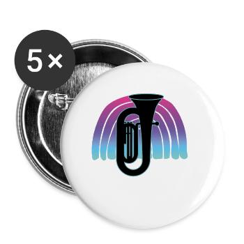 Tuba Player Tuba Musical Instrument - Buttons small 1''/25 mm (5-pack) - white - Front