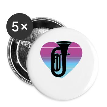 Tuba Player Tuba Musical Instrument - Buttons small 1''/25 mm (5-pack) - white - Front