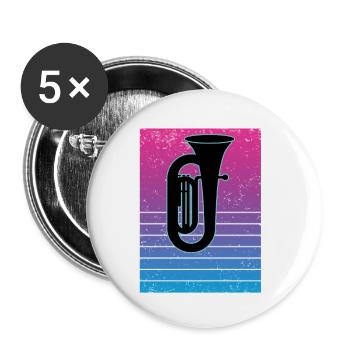 Tuba Player Tuba Musical Instrument - Buttons small 1''/25 mm (5-pack) - white - Front