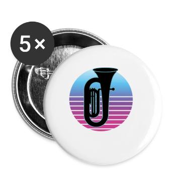 Tuba Player Tuba Musical Instrument - Buttons small 1''/25 mm (5-pack) - white - Front