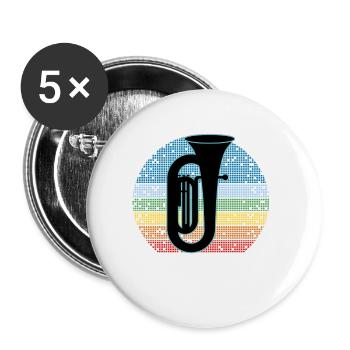 Tuba Player Tuba Musical Instrument - Buttons small 1''/25 mm (5-pack) - white - Front