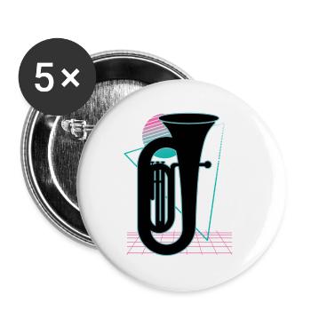 Tuba Player Tuba Musical Instrument - Buttons small 1''/25 mm (5-pack) - white - Front