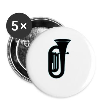 Tuba Player Tuba Musical Instrument - Buttons small 1''/25 mm (5-pack) - white - Front