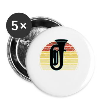 Tuba Player Tuba Musical Instrument - Buttons small 1''/25 mm (5-pack) - white - Front