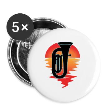 Tuba Player Tuba Musical Instrument - Buttons small 1''/25 mm (5-pack) - white - Front
